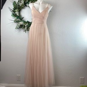 Anthropologie Jenny Yoo Mira Pink Tulle Maxi Bridesmaid Dress